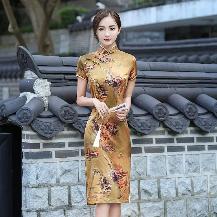 WW | Cheongsam Qipao Mode Kleidung Lässig Elegant Ethnischer Stil Vintage Kleid für Frauen Streetwear Frauen Kleidung Festlich Chinesisch
