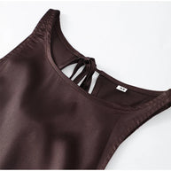 WW | Einfarbiges Satin Ärmelloses Maxikleid