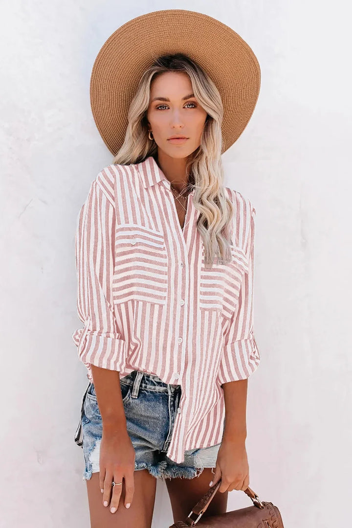 W&W Mode | Klassisch Gestreiftes Button Down Hemd Für Damen