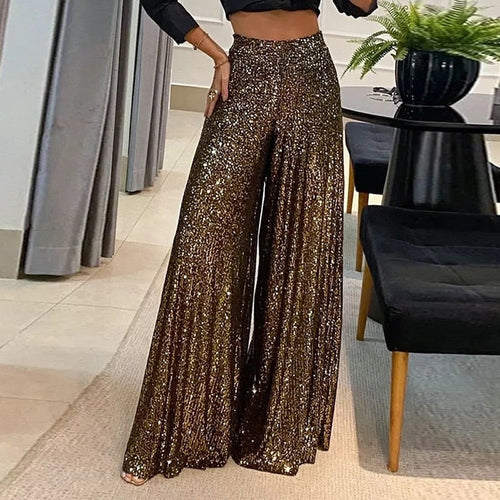 Damen Hose mit glänzenden Pailletten