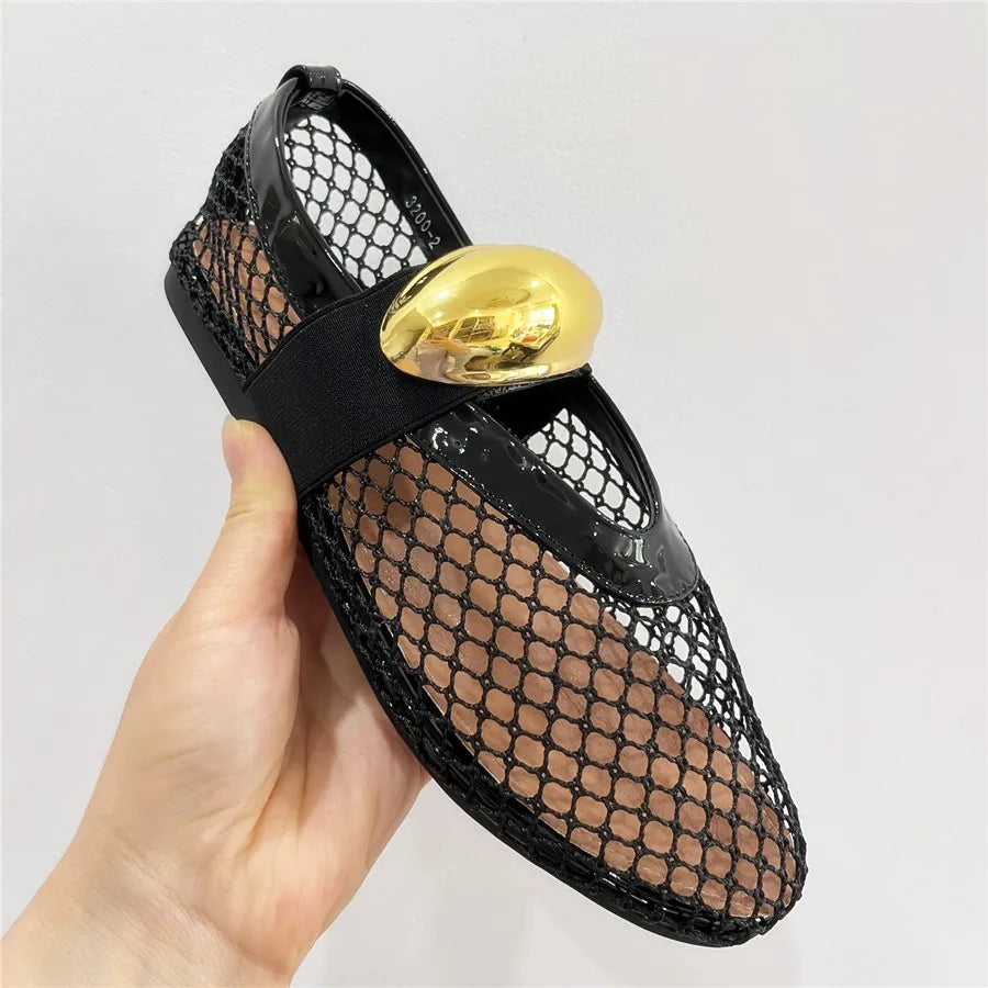 Damen Ballerinas mit Mesh-Obermaterial und elastischem Band
