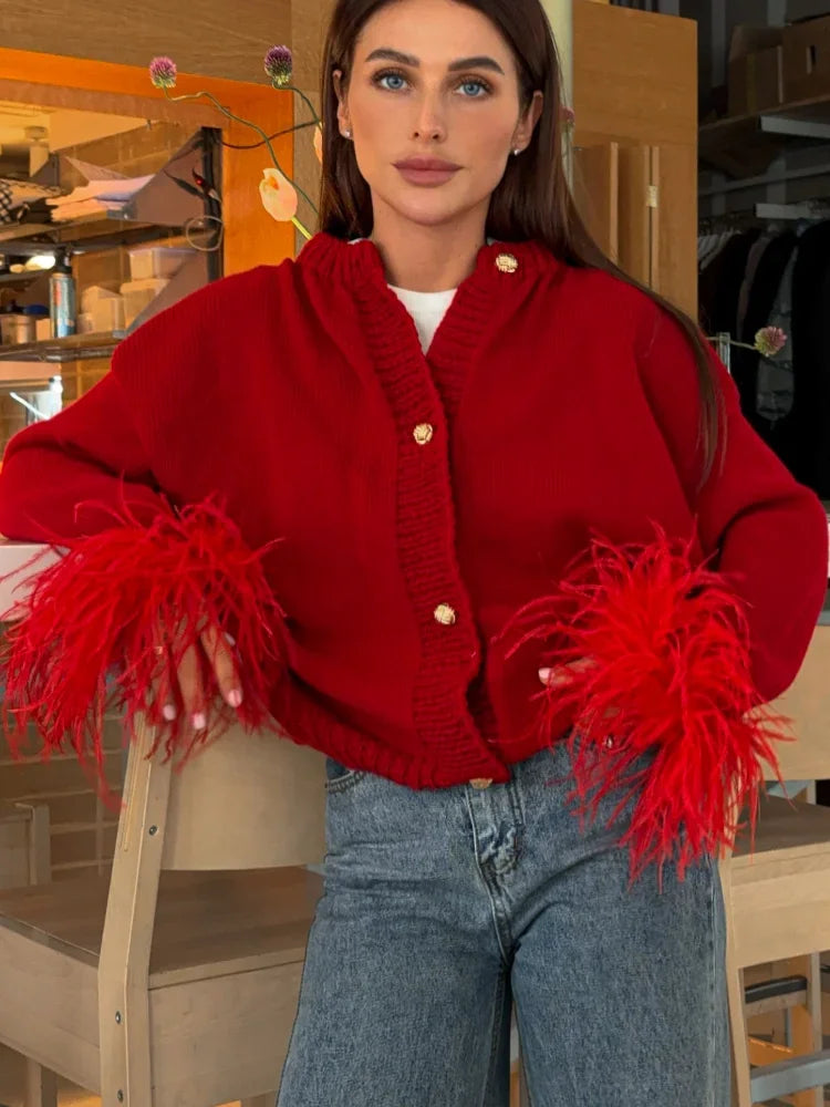 WW | Schicke Feder Strickjacke