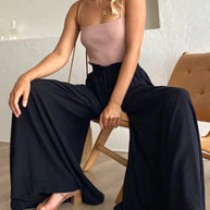WW Gemütliche Gipfelhose | Damen Bequeme Bundfaltenhose mit Weitem Bein