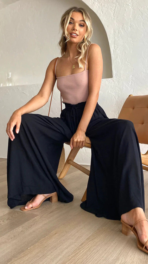 WW Gemütliche Gipfelhose | Damen Bequeme Bundfaltenhose mit Weitem Bein