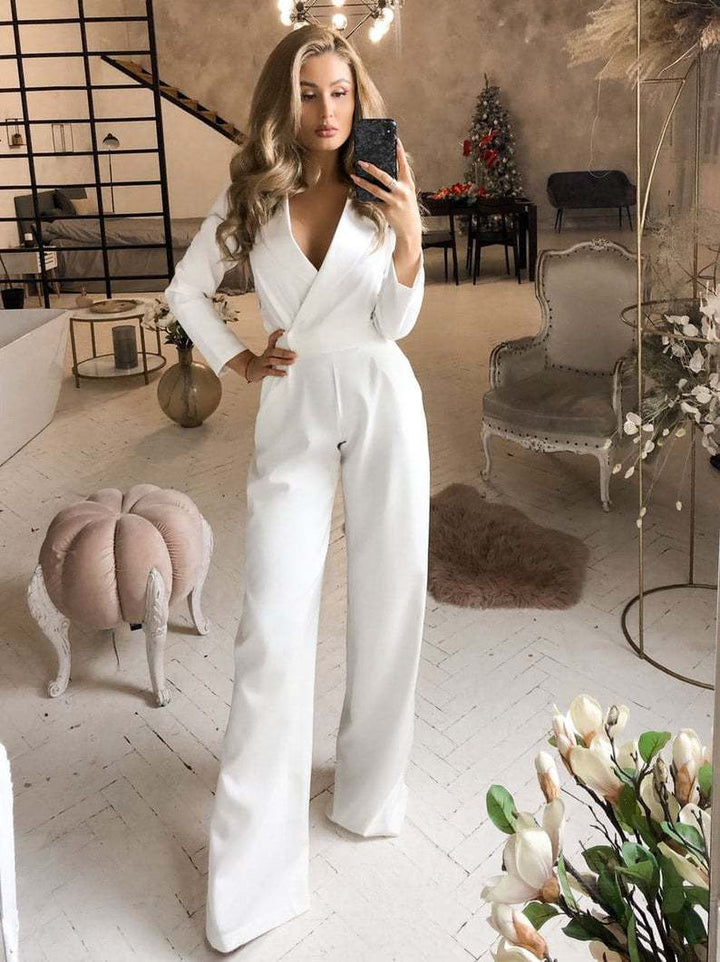 W&W Mode Langärmeliger Jumpsuit mit schmaler Passform für Frauen
