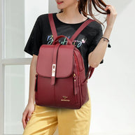 WW | Anti Diebstahl Lederrucksack Für Damen Mit Großem Fassungsvermögen