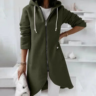 WW | Kapuzenstrickjacke mit geschwungenem Saum