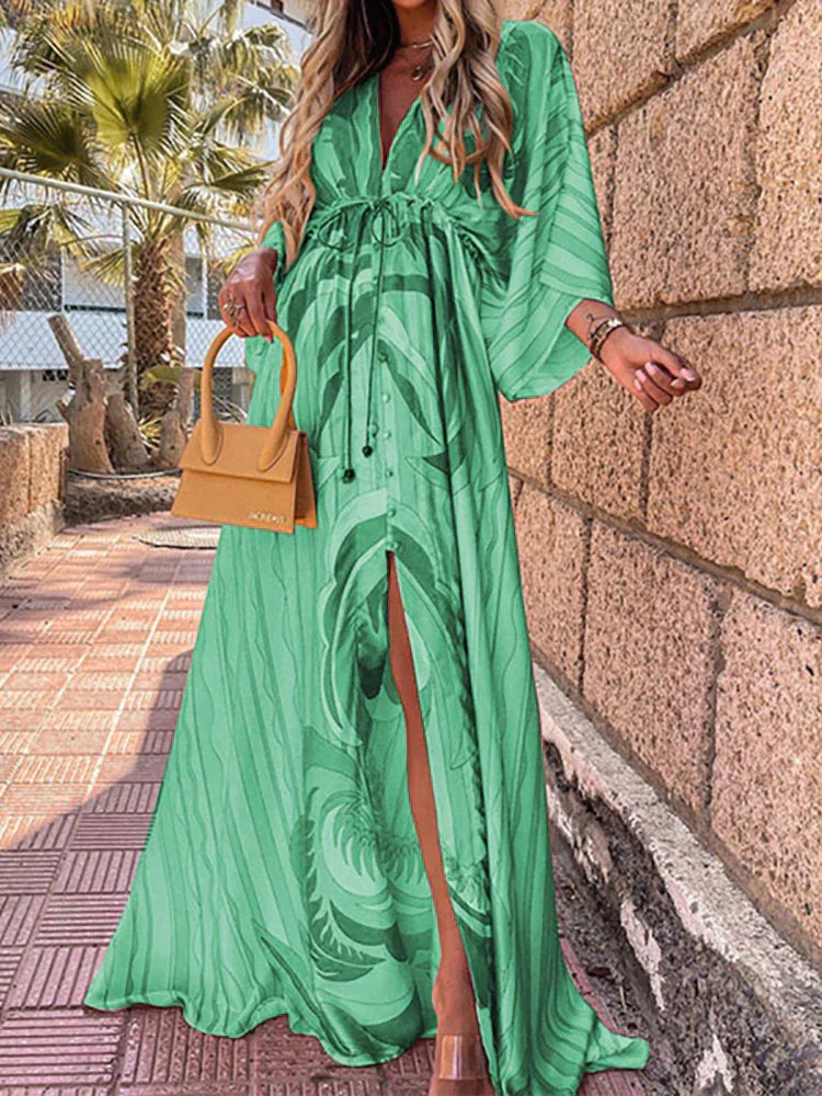 WW | Elegnat Bedrucktes Beach Cover up Kleid