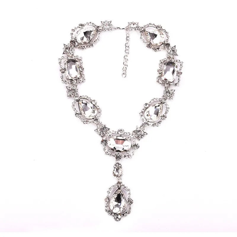 WW | Statement Rhinestones Schmuck Große Edelstein Gem Stein Kristall Viktorianischer Schmuck Grüner Smaragd Bib Halskette für Frauen
