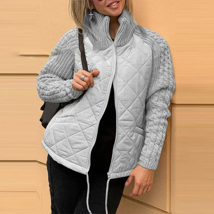 W&W Mode | Modische Steppjacke Mit Strickärmeln Für Frauen