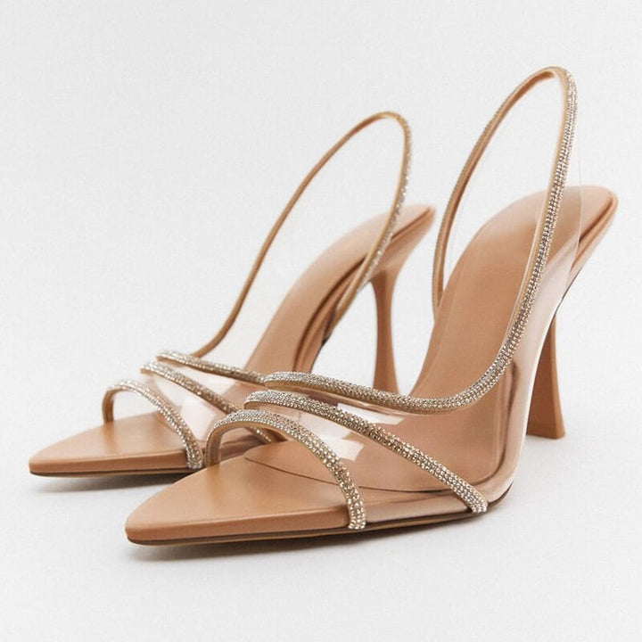 W&W Mode Elegante High-Heeled Sandalen | Stiletto Slingback Peep Toe Schuhe