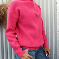 Gestreifter Turtleneck Damenpullover mit Reißverschluss
