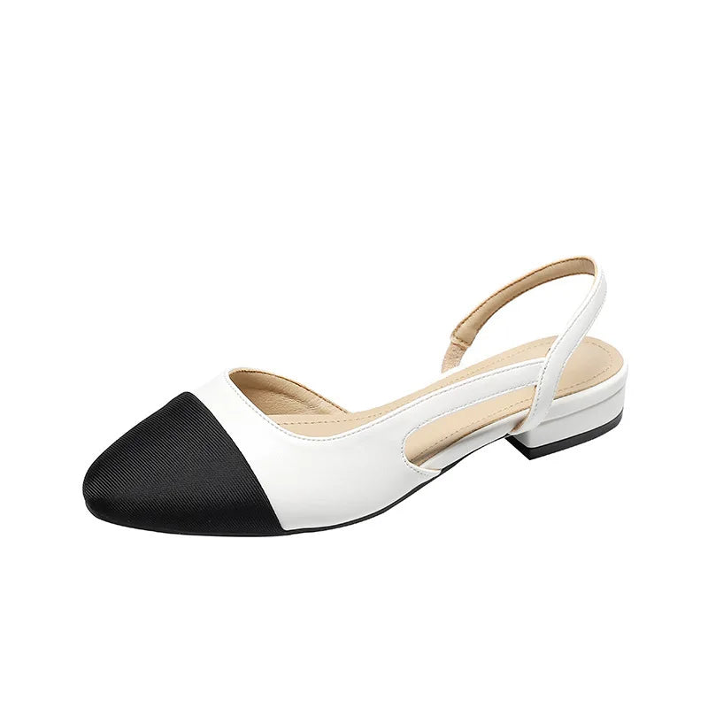 WW | Patchwork Leder Slingbacks Frauen Sandalen Mode Flache Ferse Frauen Schuhe Sexy Party Sandalen Kleid Hochzeit Party Schuhe
