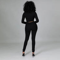 WW | Zweiteiliges Set mit Kurzem Kunstleder-Korsett und High-Waist-Hose
