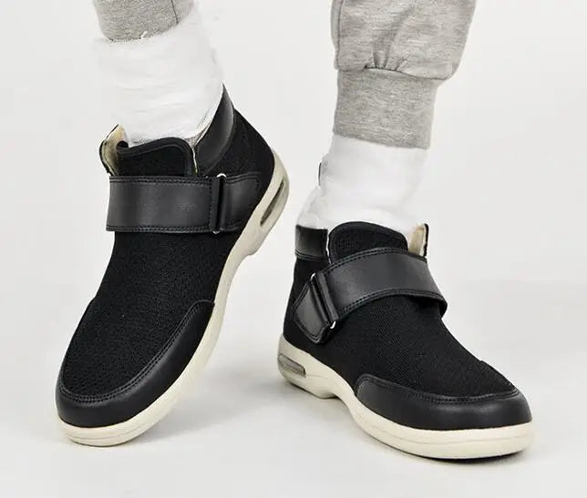 WW | Bequemer Breiter Schuh Für Geschwollene Füße Mit Klettverschluss Für Herren
