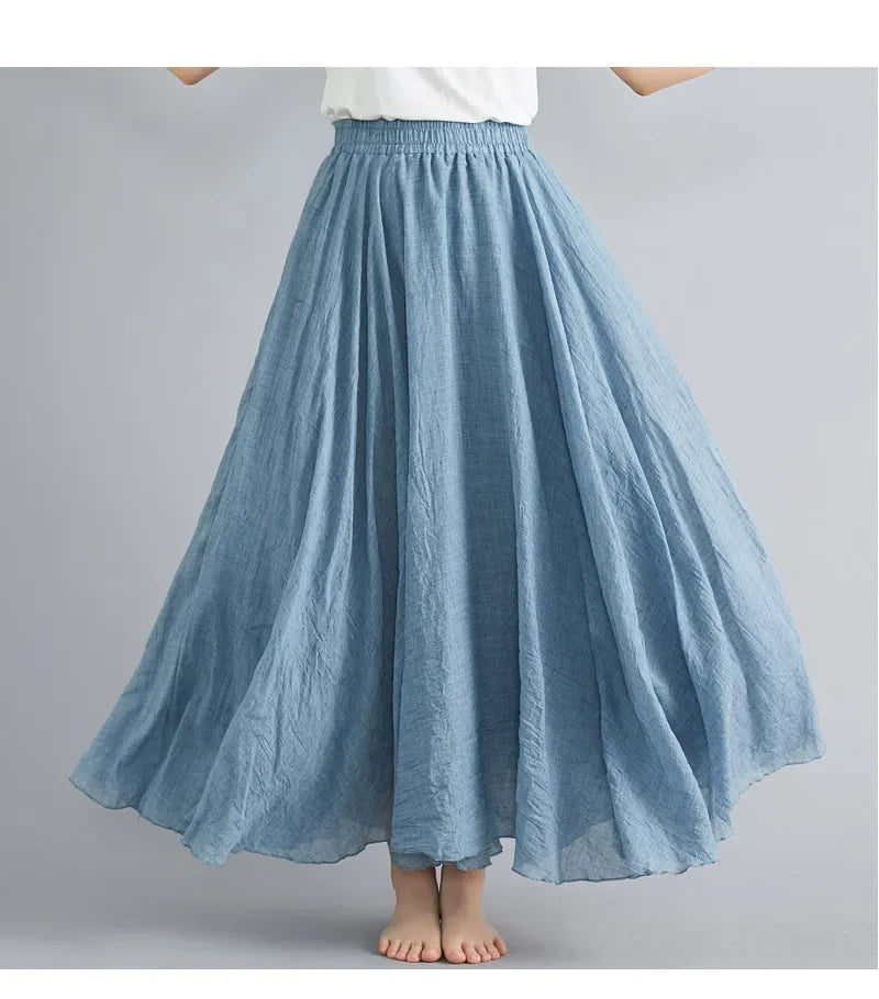 WW | Mode Baumwolle Leinen Kleidung Frauen Röcke Maxi Y2K Elegant Strand Saia Ropa Mujer Lässiges Kleid Boho Lange Röcke Faldas Harajuku