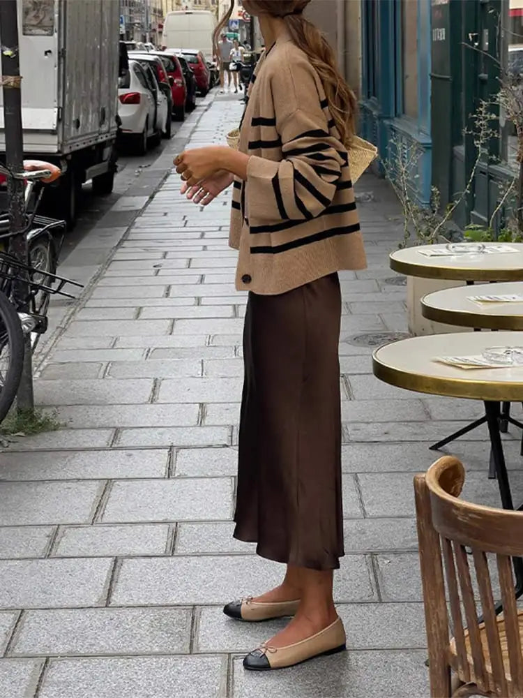 WW | Einfarbiges Satin Ärmelloses Maxikleid