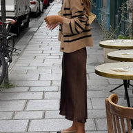 WW | Einfarbiges Satin Ärmelloses Maxikleid