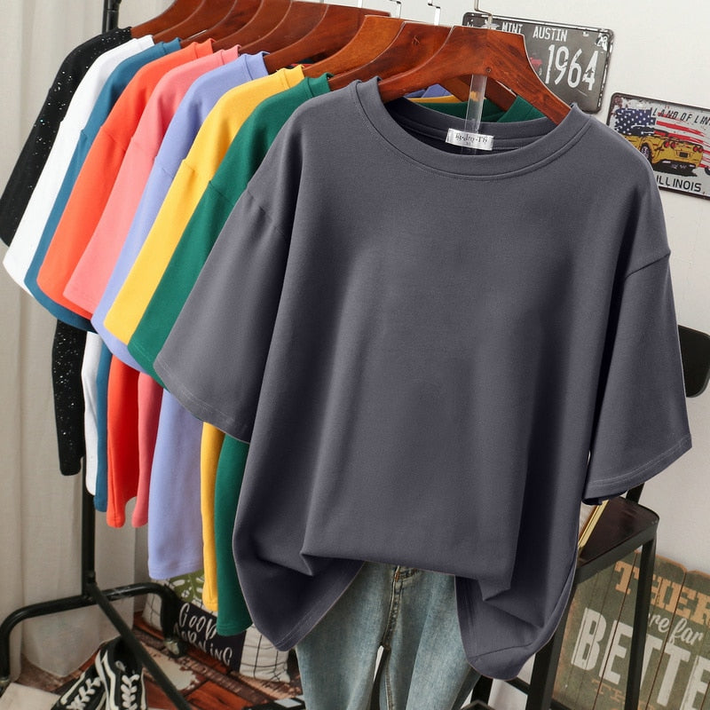 WW Kuscheliges Baumwoll-Basic: Plus-Size T-Shirt für Damen