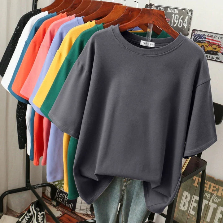 W&W Mode | Kuscheliges Baumwoll-Basic T-Shirt In Übergröße für Frauen
