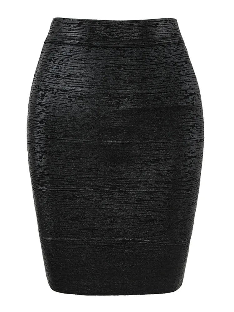 WW | Großhandel Frauen Sommermode Sexy Gold Bronze Bandage Rock Designer Nachtclub Bodycon Bleistiftrock Faldas 46Cm