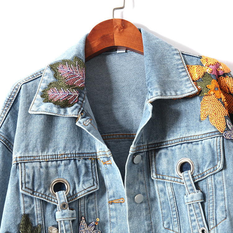 WW | Denim Jacke Mit Blumenstickereien Und Pailletten