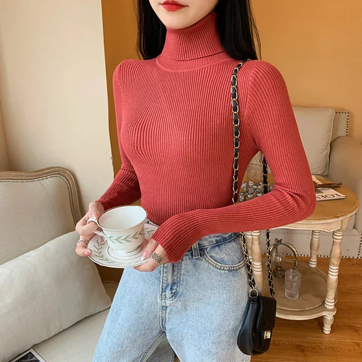 W&W Mode - Damen-Ripp-Turtleneck für elegante Raffinesse