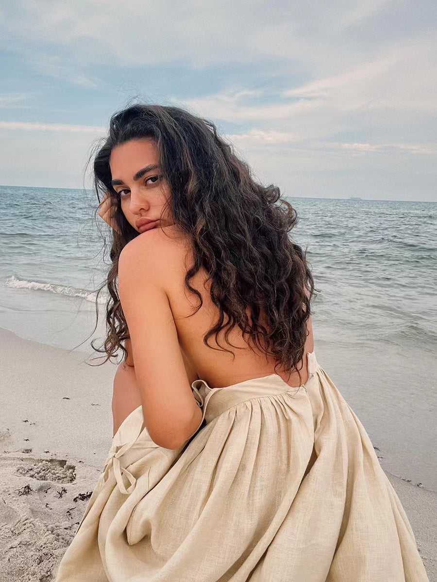 WW | Atmungsaktives Sommerkleid Aus Leinen Für Damen