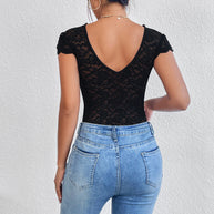 WW | Fit V-ausschnitt Spitzenbodysuit Atmungsaktives Stretchmaterial Elegante Ganzjahresbekleidung