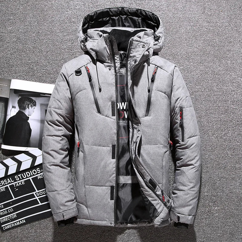 W&W Mode - Herren-Winterjacke - Warme, schlanke Daunenjacke mit Kapuze
