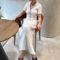 WW | Patchwork Revers Strick Maxi Kleid