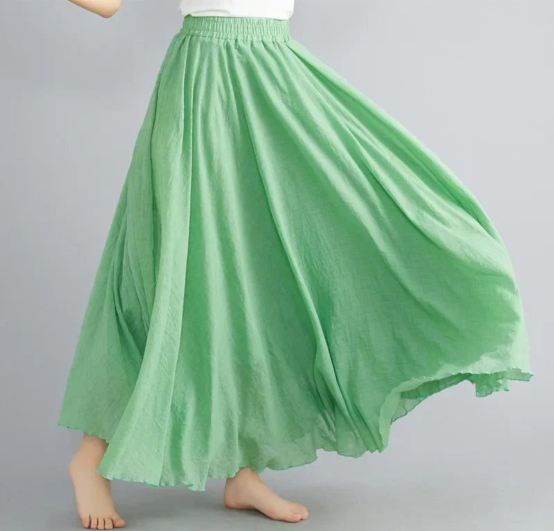 WW | Mode Baumwolle Leinen Kleidung Frauen Röcke Maxi Y2K Elegant Strand Saia Ropa Mujer Lässiges Kleid Boho Lange Röcke Faldas Harajuku