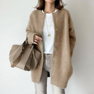 WW Damen Strickjacke | Wollene Freizeitjacke für Frauen: Lange Stricktops Outwear