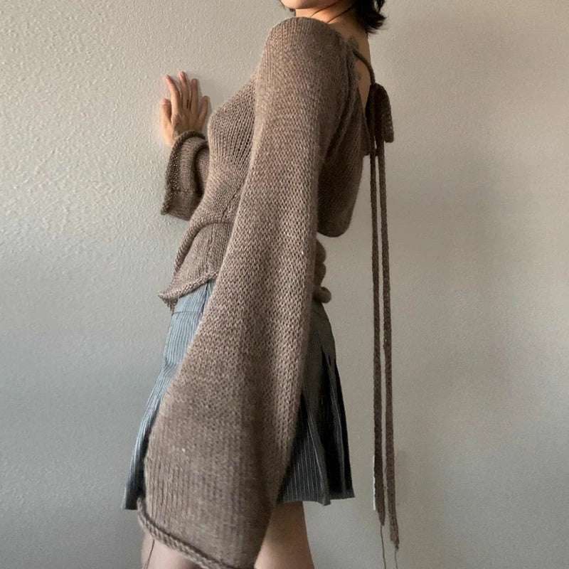 WW | Lockerer Strickpullover mit Glockenärmeln