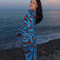 WW | Stilvolles lang gestricktes Kleid mit langen Ärmeln