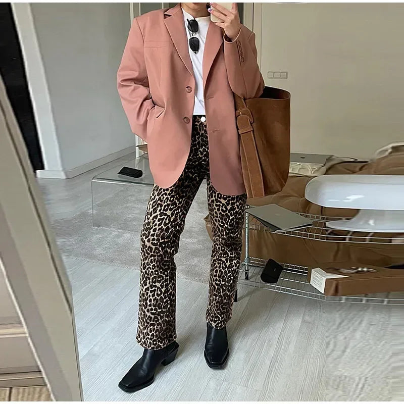 WW Leopard-Print-Jeans | Stylische schmale Streetwear Damenhose im Pencil-Stil