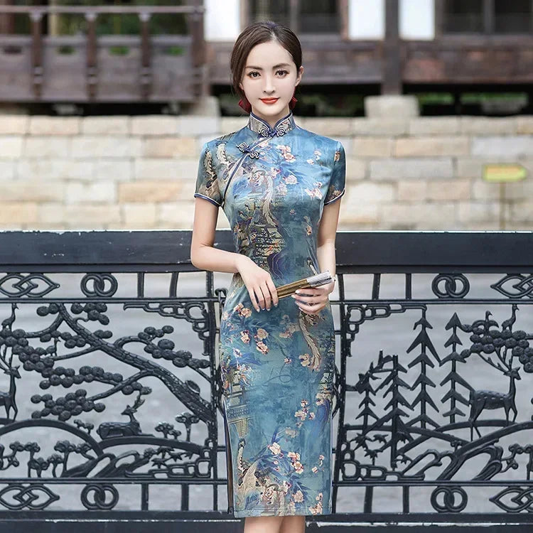 WW | Cheongsam Qipao Mode Kleidung Lässig Elegant Ethnischer Stil Vintage Kleid für Frauen Streetwear Frauen Kleidung Festlich Chinesisch