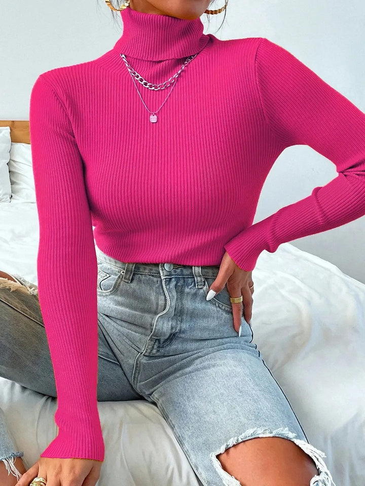 W&W Mode - Damen-Ripp-Turtleneck für elegante Raffinesse