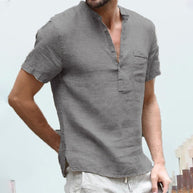 WW | Herren Kurzarm T-shirt Aus Leinen Baumwolle Atmungsaktiv