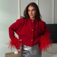 WW | Schicke Feder Strickjacke