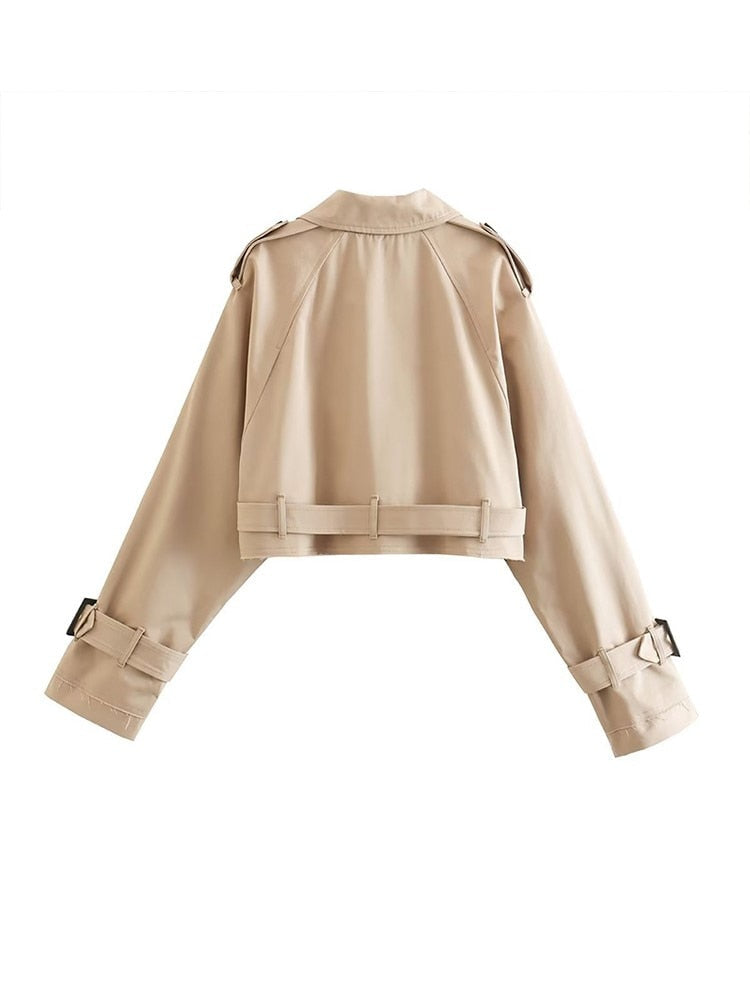 WW - Kurzer Trenchcoat Beige Für Stilvolle Auftritte