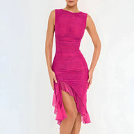WW - Elegantes Bodycon-Kleid mit Rüschen