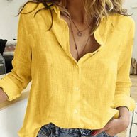 WW | Elegant, Legeres Damenshirt mit Langen Ärmeln aus Baumwolle und Leinen