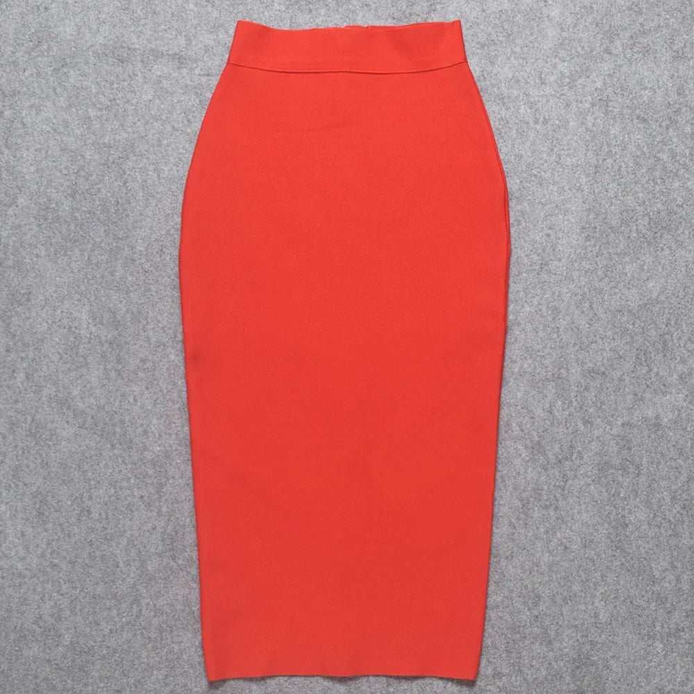 WW | Sexy Qualität Nude Beige Bandage Röcke Midi Frauen Sommer Rot Schlitze Fest Rock Bodycon Hohe Taille Büro Damen Rock