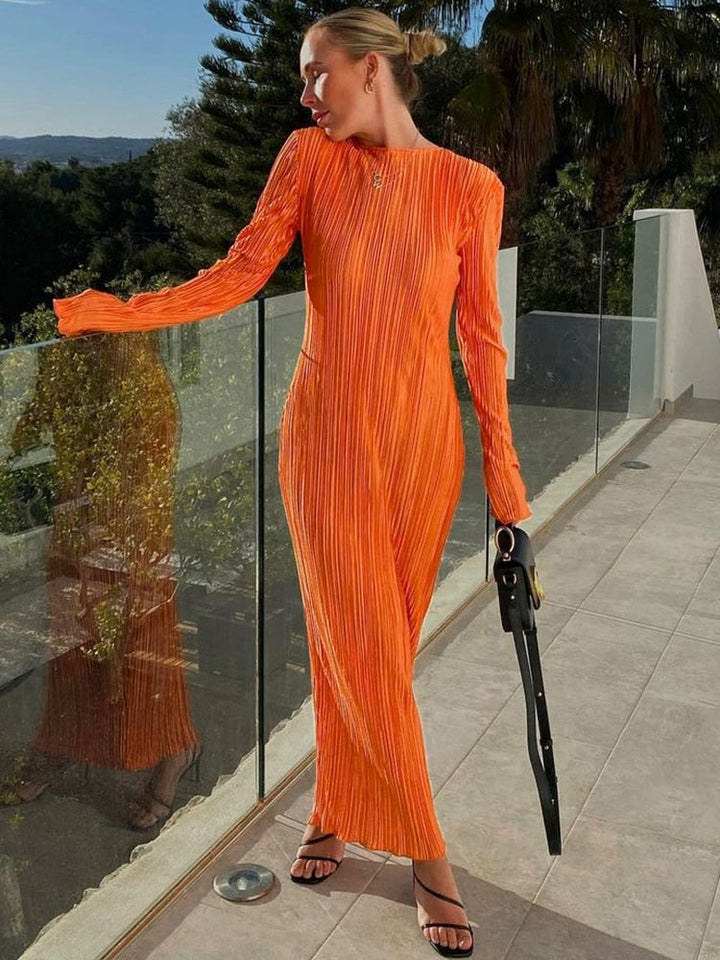 W&W Mode - Enganpassendes Midi-Kleid mit langen Ärmeln für Frauen