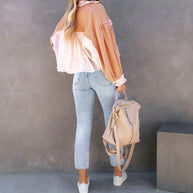 WW Vintage Jacke | Gepuffte Langarm-Modenjacke für moderne Frauen mit Taschen