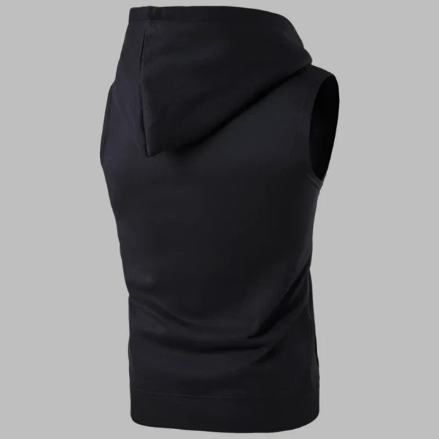 WW | Ärmelloser Herrenpullover Mit Reißverschluss Und Kapuze