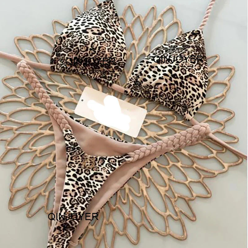 WW | Bademode Frauen Sexy Brasilianisches Bikini Set Slip Hohe Taille Badeanzug Leopard Print Zu Teilen Strandbekleidung Badehosen