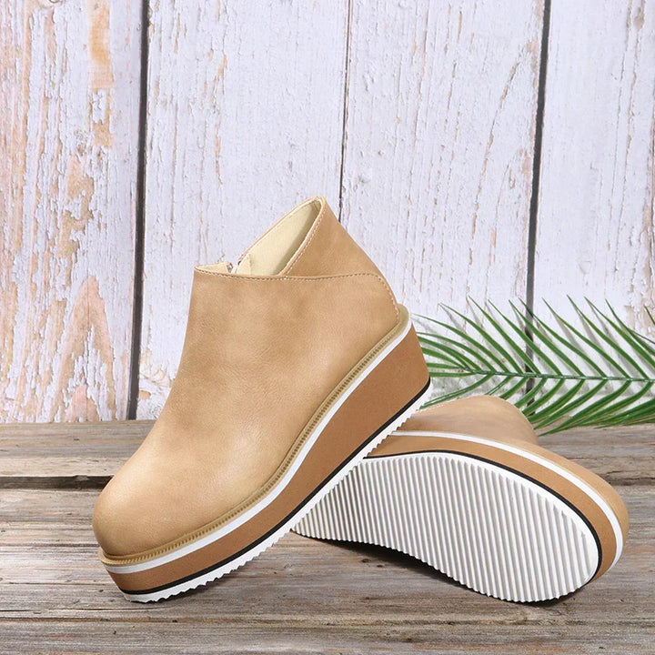 Damen Stiefeletten mit seitlichem Reißverschluss und Plateausohle
