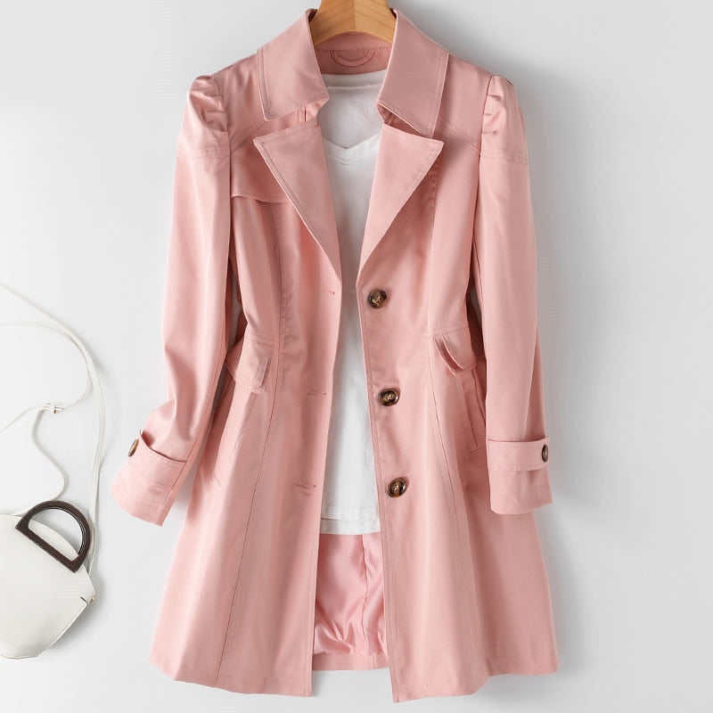 WOLFF Damen Trenchcoat | Herbst 2023 Trend: Einreihiger Mittellanger Trenchcoat für Frauen